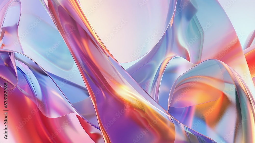 Poster An abstract depiction of colorful light reflections in fluid shapes, creating a mesmerizing visual effect that communicates a sense of movement and energy.