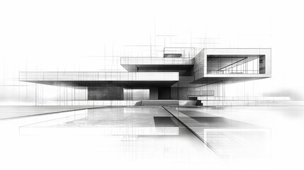 Modern architecture design being drawn by an architect on white background