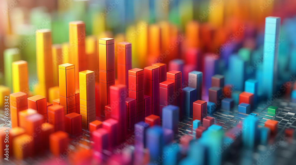 Aufkleber Colorful data visualization showing statistical information with charts and bars