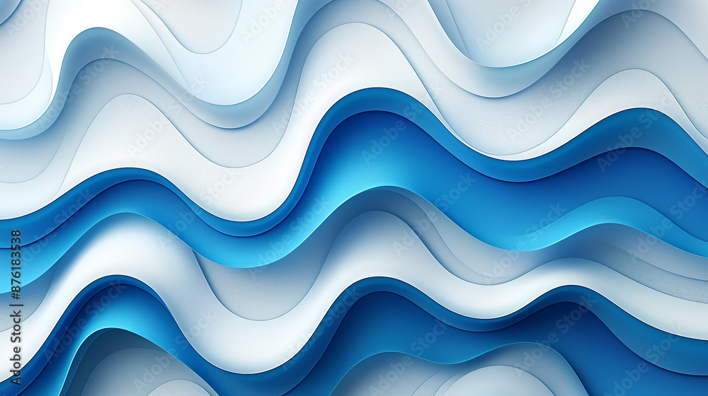 Aufkleber Abstract blue and white wavy background creating flowing pattern