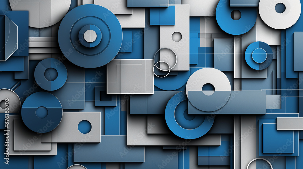 Poster Abstract background showing blue and gray geometric shapes overlapping
