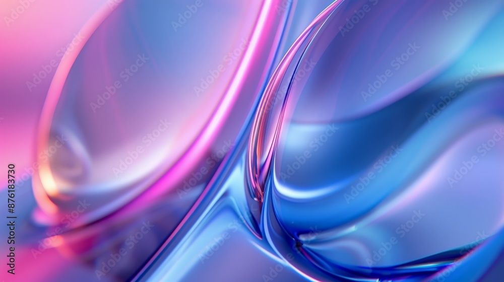 Leinwandbilder a captivating abstract image featuring fluid, liquid shapes with vibrant blue and pink hues, creatin