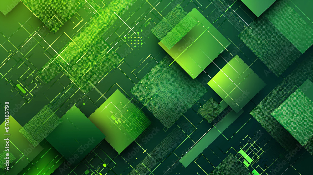 Aufkleber abstract green technology background with squares and lines