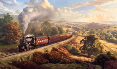 Vintage Steam Train Journey Through Rural England