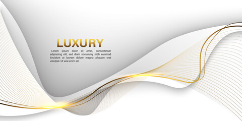 Abstract gold lines curve wavy luxury style on white design modern background vector