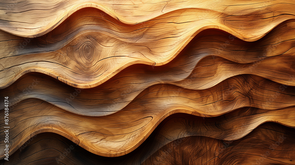 Poster carved wood texture forming abstract wavy pattern background