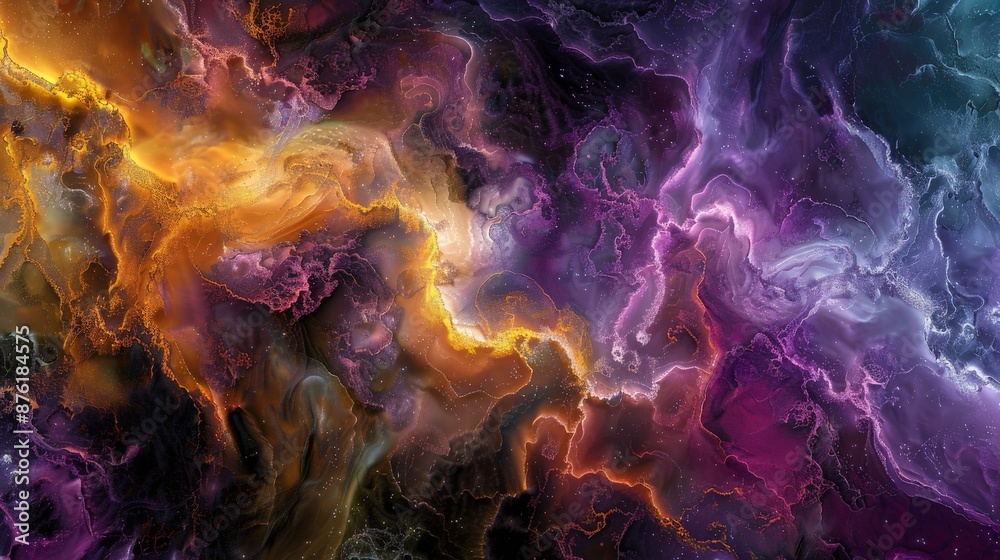 Poster this beautiful image features radiant cosmic waves of light flowing through a deep space nebula, sho