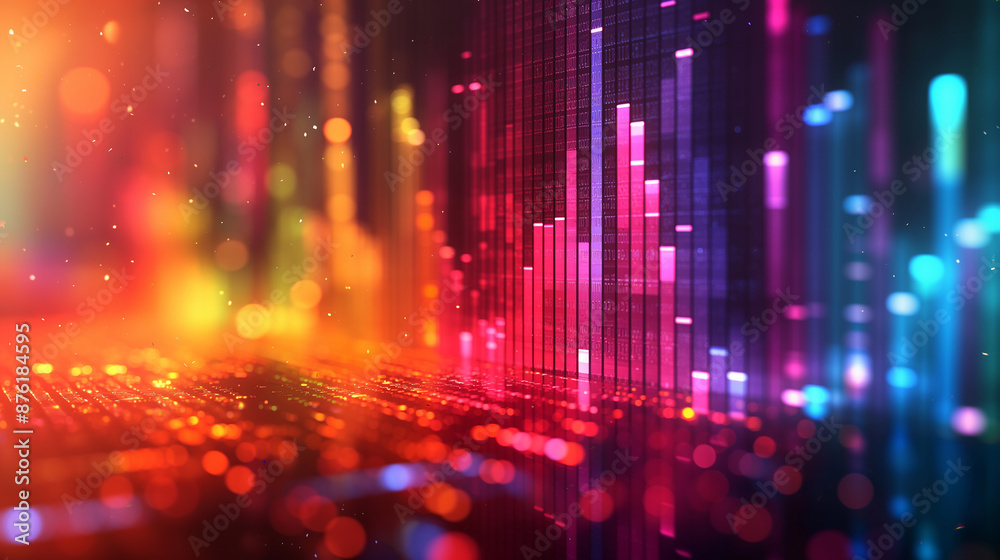 Poster Abstract technology background depicting big data information flowing