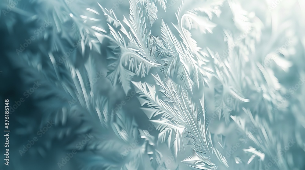 Aufkleber in this image, detailed frost patterns on a surface resemble foliage, showcasing how cold temperatur