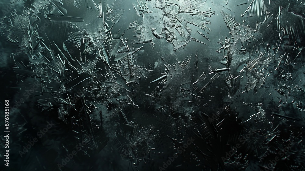 Aufkleber An image captured with dark icy patterns forming on a surface, highlighting the mysterious and abstract shapes that emerge from the freezing process, evoking a sense of wonder.