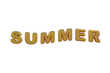 3d render . Summer  text effect on transparent background to celebrate the summer event.