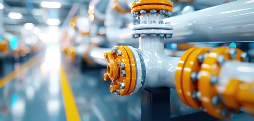 A backdrop featuring a network of intricate pipes and installations in a gas processing plant