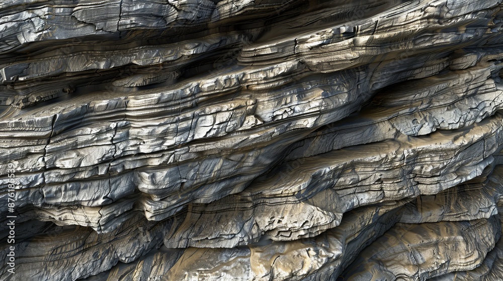 Poster this image presents a close view of layered rock formations, highlighting the detailed geological li
