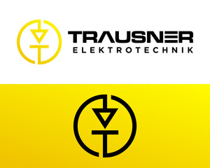 Letter T monogram electrical circuit symbol logo design.

