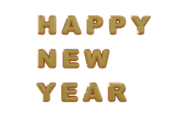 Happy New Year 2024 on transparent background to celebrate