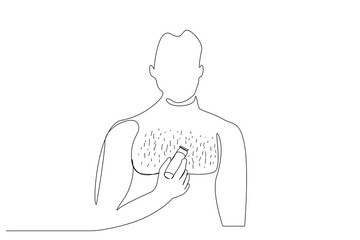 male personal hygiene clean chest hair modern machine one line art design vector