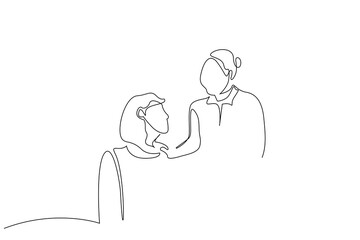 woman human person elderly old care support nurse family life hug one line art design vector