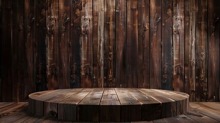 Empty wooden stage with spotlight for product presentation