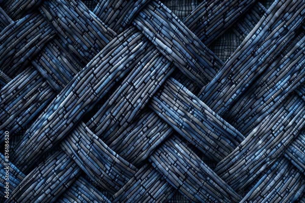 Poster A visually appealing image showcasing a blue woven pattern with intricate, detailed textures. It represents artistry and craftsmanship, evoking a sense of creativity.