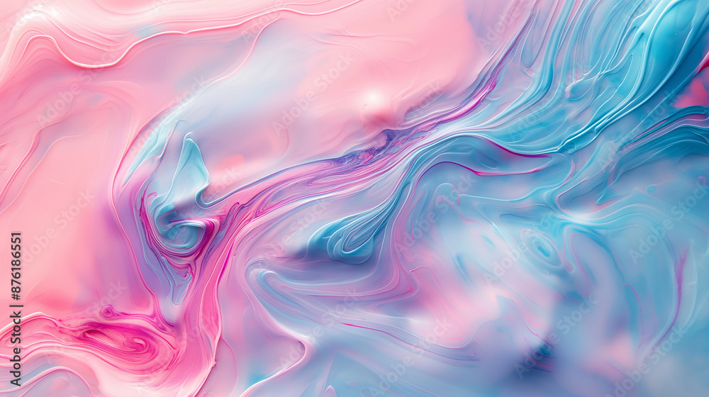 Aufkleber pink and blue paint mixing together creating abstract wavy pattern