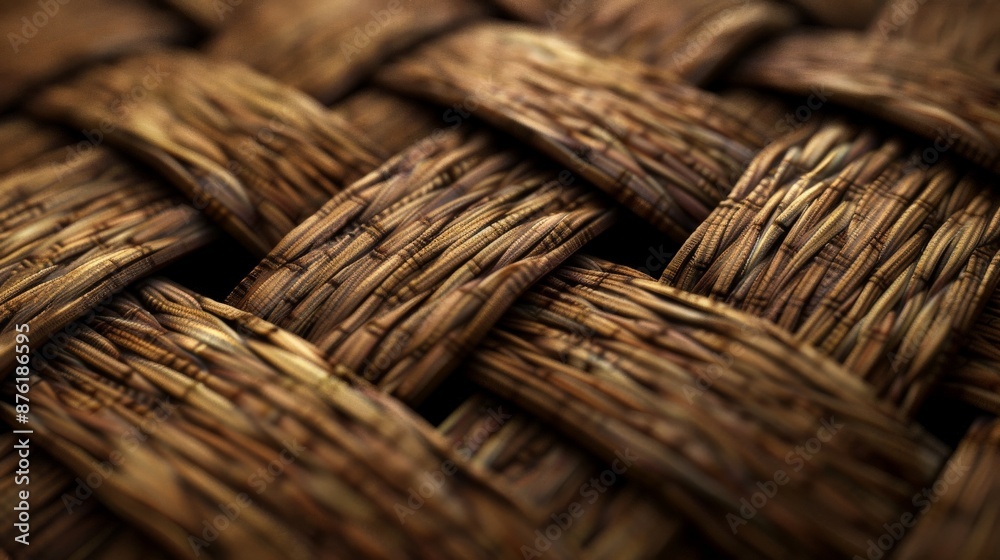 Poster This image presents a close shot of a brown woven pattern with rich textures. It highlights the beauty of natural materials and intricate weaving techniques.