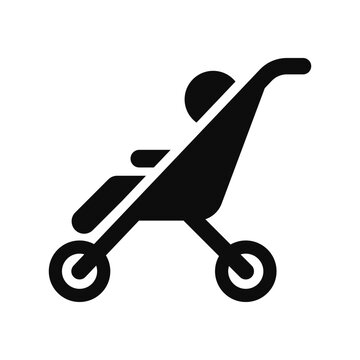 recommend clip art: Stroller with little kid symbol vector icon