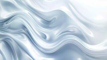 Abstract white and blue background with blurred flowing liquid waves, elegant light silver abstract wavy shapes background