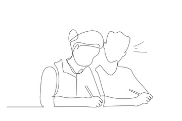 school exam test copy stress students education one line art design vector