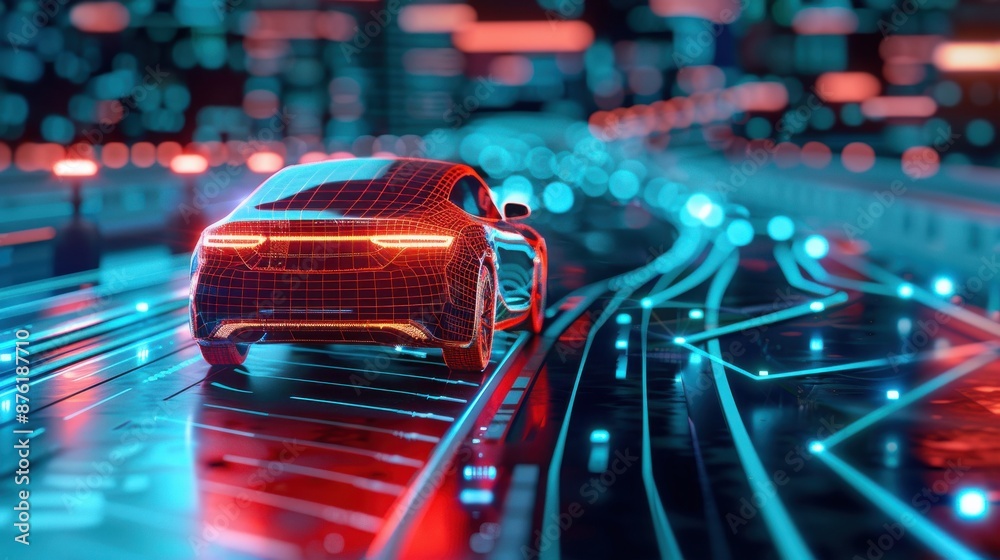 Poster autonomous vehicle using 5g for real-time navigation, advanced and reliable.