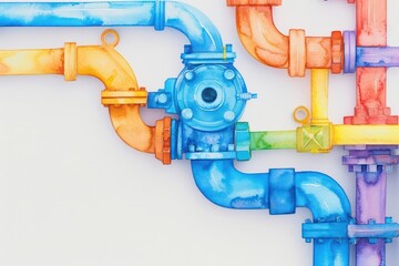 A vibrant watercolor depiction of predictive maintenance