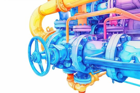 A vibrant watercolor depiction of predictive maintenance