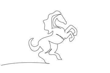horse rear up animal one line art design vector
