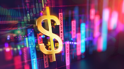 Fototapeta premium dollar sign, financial stock market background with Financial Stock Market Background with Dollar Sign and Charts