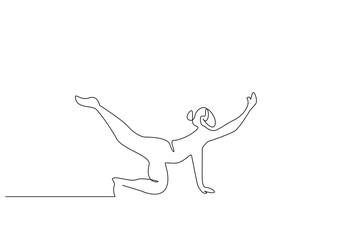 human person woman sport pilates health life one line art design vector