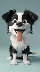 Obraz premium Adorable 3D Animated Dog with AI Generation: A Playful Canine Companion Illustrating the Convergence of Cuteness and Technology.