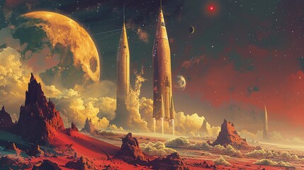 Rocket Launch on a Distant Alien Planet