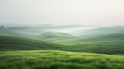 Naklejka premium Calm peaceful Tuscany landscape. Background image. Created with Generative AI technology.