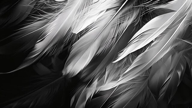 A symphony of black and white feathers come together in an elegant and captivating composition. Black and white art