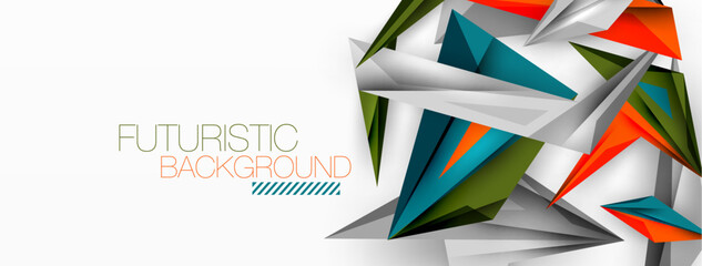 Minimal geometric abstract background. Low poly dynamic triangle design. Trendy techno business template for wallpaper, banner, background or landing