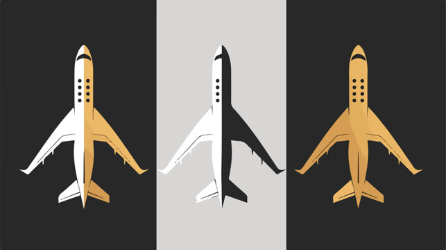 Air plane pictogram jet or aeroplane icons on black 