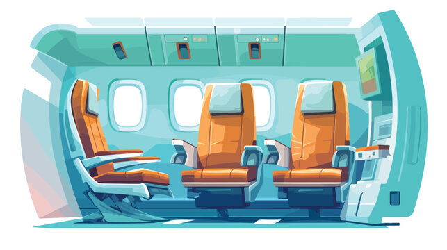 Airplane cabin with no body flat vector style isolate