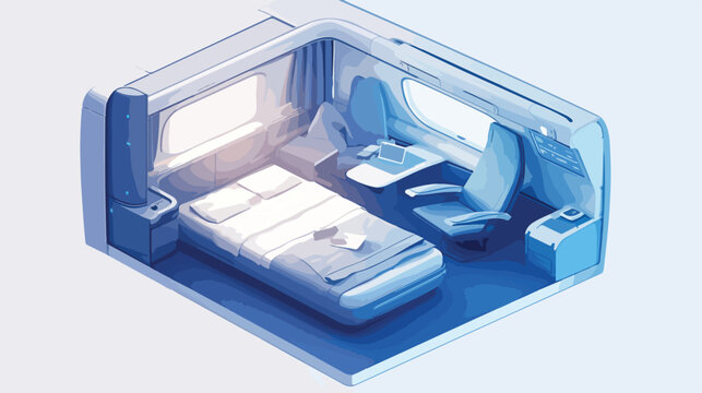 Airplane cabin with no body flat vector style isolate