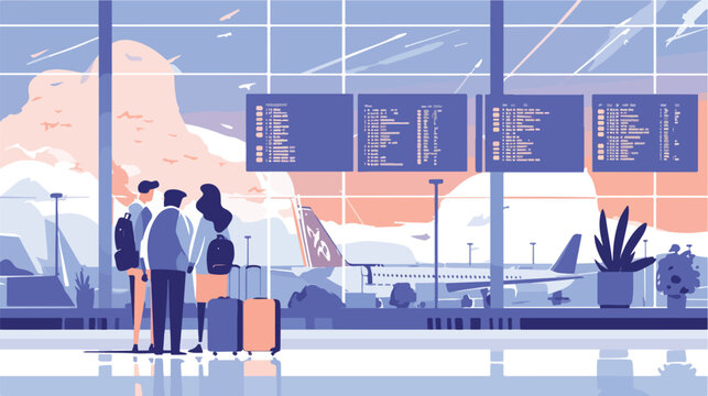 Airport terminal. People inside airfield airport. Man