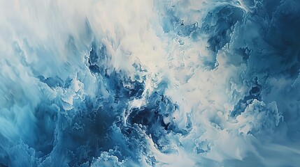 Obraz premium A serene abstract canvas with cool shades of blue and white, resembling a frozen landscape.
