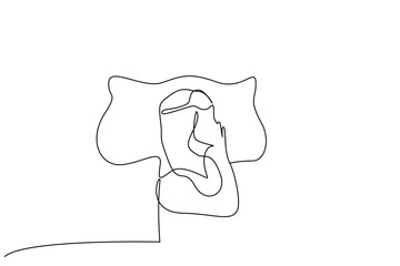 beautiful woman sleeping bed eye patch home life one line art design vector