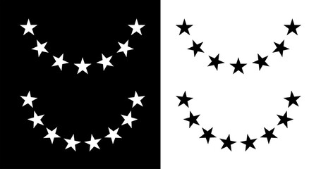 Icon of golden stars in a semicircle or around. Symbol of status or endurance. An attribute of quality or rating.