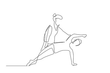 human person woman sport pilates health life one line art design vector