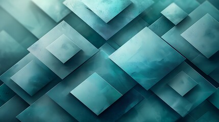 Obraz premium A geometric abstract background with organic geometric flow, transitioning from teal to turquoise to cyan.