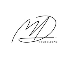 md Initial signature logo vector design