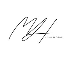 Mh Initial signature logo vector design